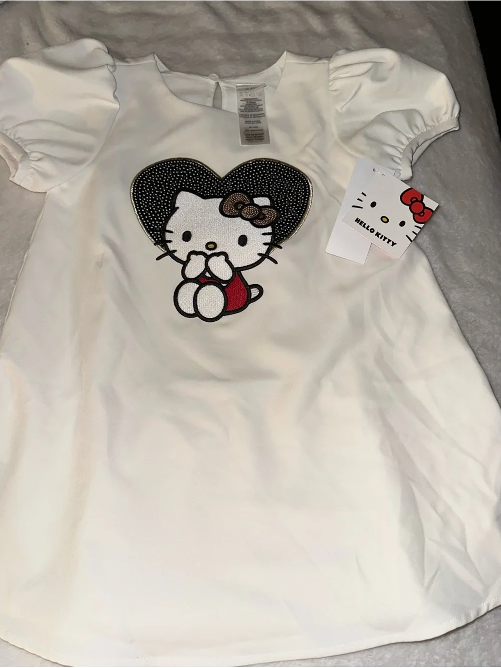 Hello Kitty Black White Red Embroidered Heart Patch Kids Accessory